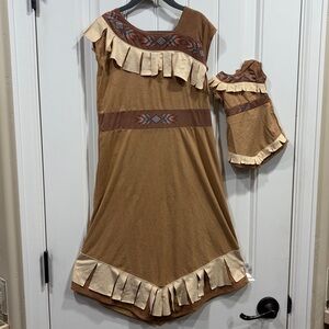 Little adventures woodland princess dress SIZE 7-9 with Matching Doll Outfit